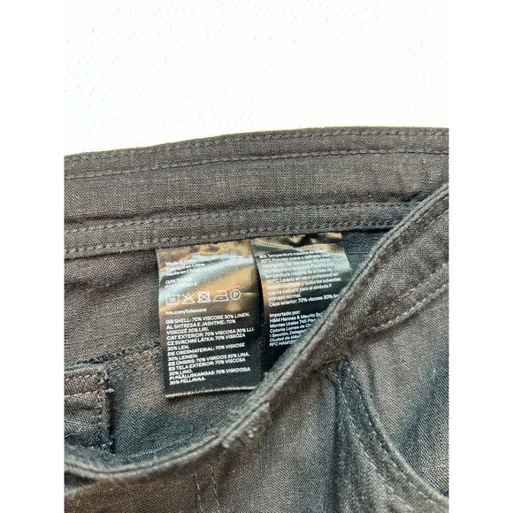 Divided Wide Leg Linen Blend Pants Womens M Charcoal Gray Drawstring Relaxed Fit - Picture 3 of 10